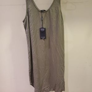 Army Green Loose Fitted Dress with Back Tie - small